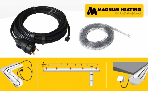 MAGNUM Heating Kit cablu degivrare jgheaburi/burlane (30 W/m) stecher si termostat ,cablu putere constanta, MHC30 600 Watt / 20 m. / 230 Volt